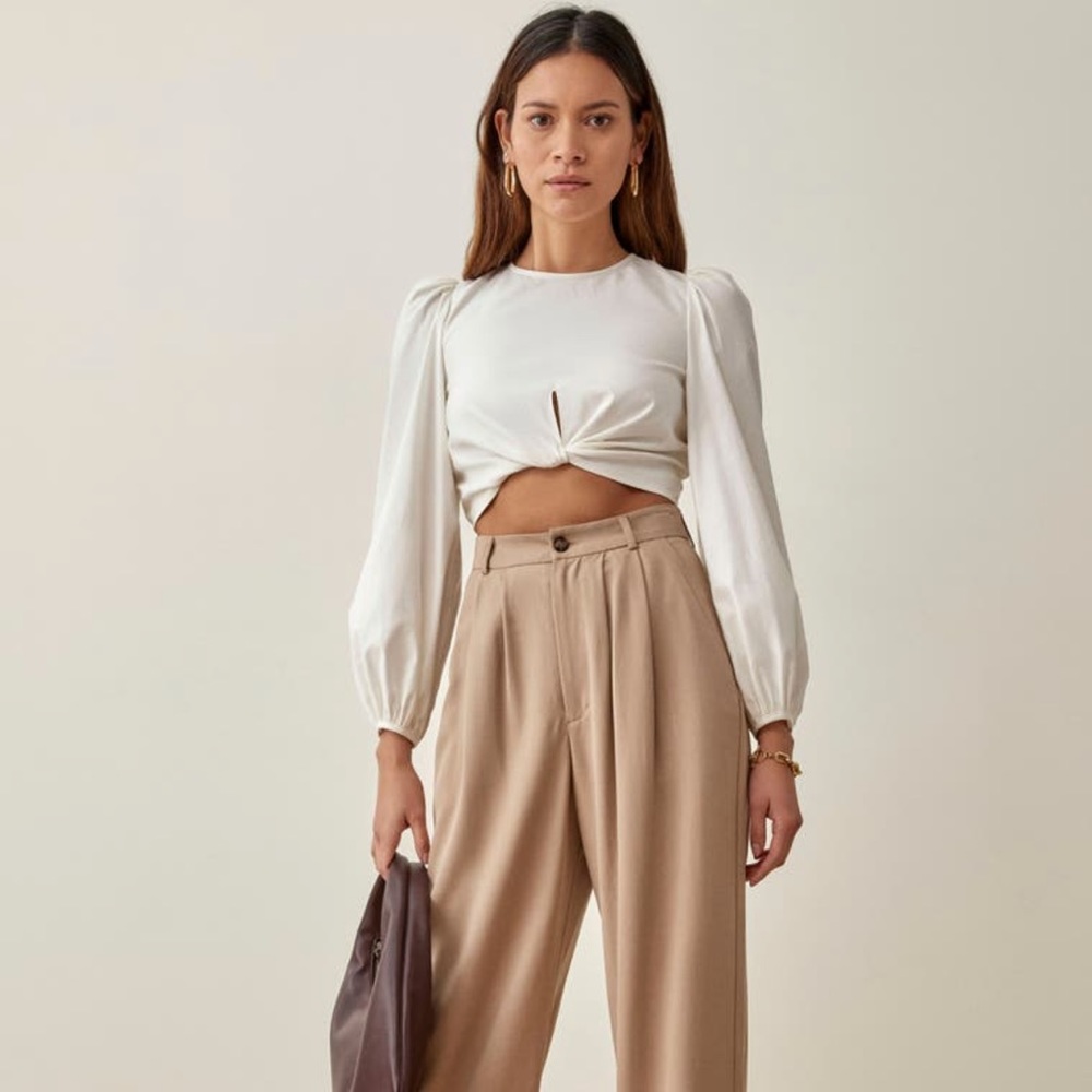 Reformation Derek long sleeve crop top